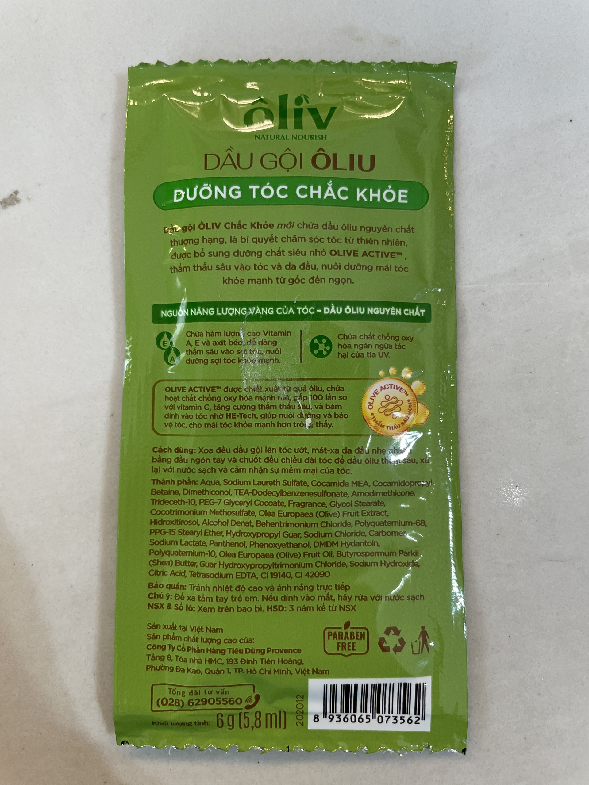 Dây Dầu Gội Ôliv Chắc Khỏe 12 gói