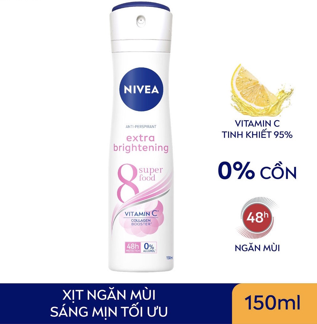 Xịt Khử Mùi Nivea Nữ Dưỡng Trắng và Ngăn Ố Vàng (150ml)