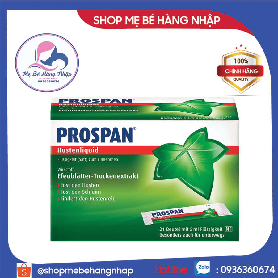 Siro ho Prospan Đức dạng hộp- hộp 21 gói - Siro ho long đờm