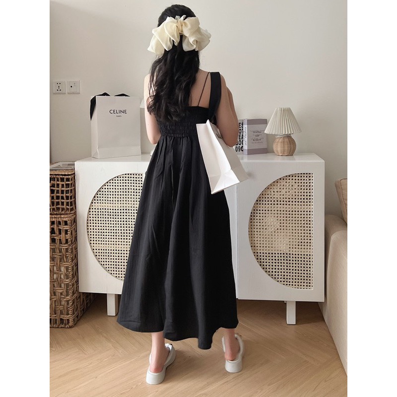 Váy-Đầm hai dây gân cúp ngực dáng dài
