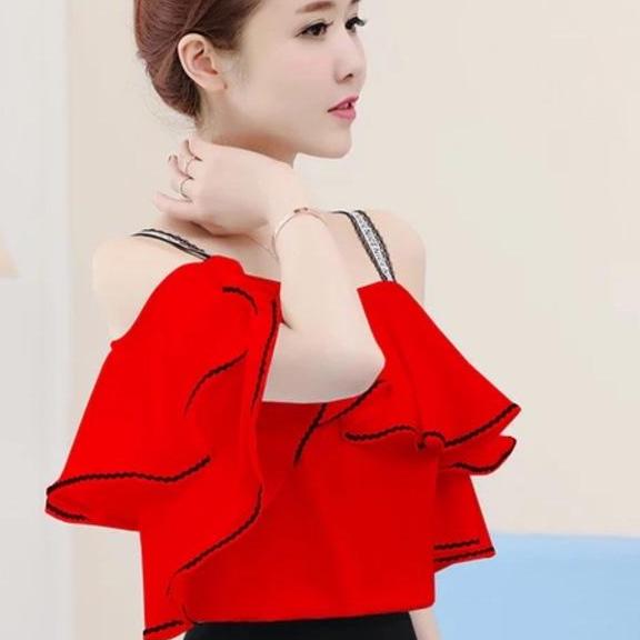 Áo Voan Kiểu Rớt Tay Xếp Tầng Phối Viền Tiểu Thư TTSL0070