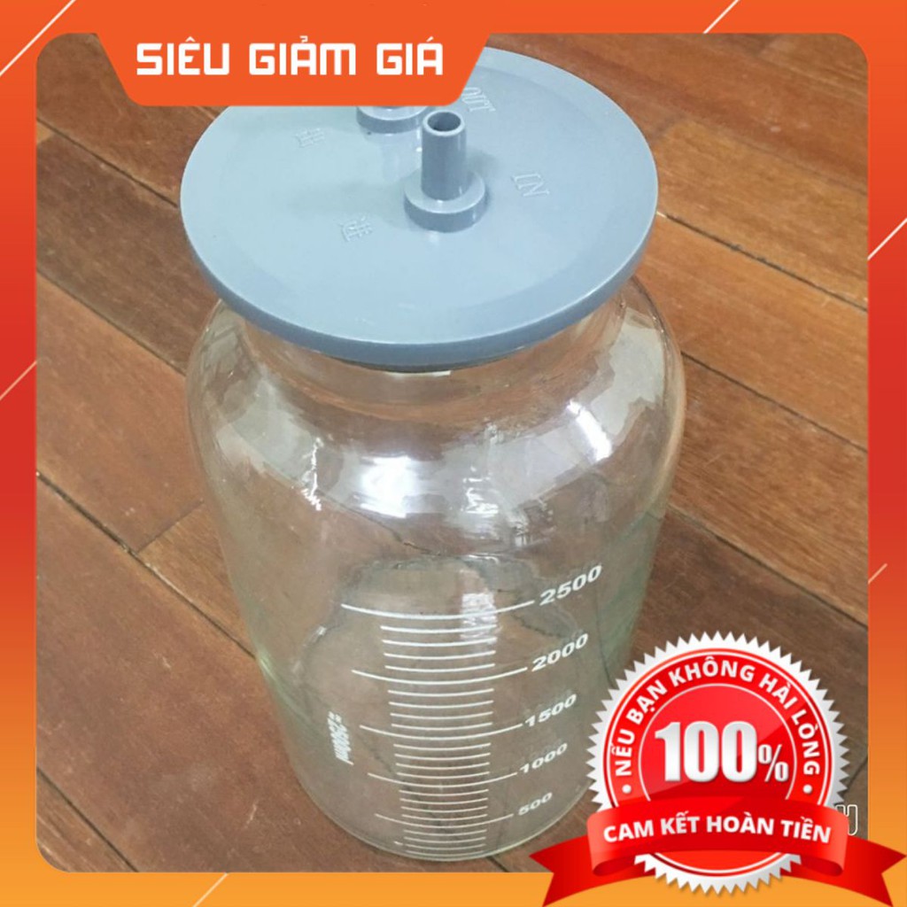 Bình hút dịch 2,5L thủy tinh chống tràn cho máy hút dịch - hàng mới - Nhập khẩu 2020