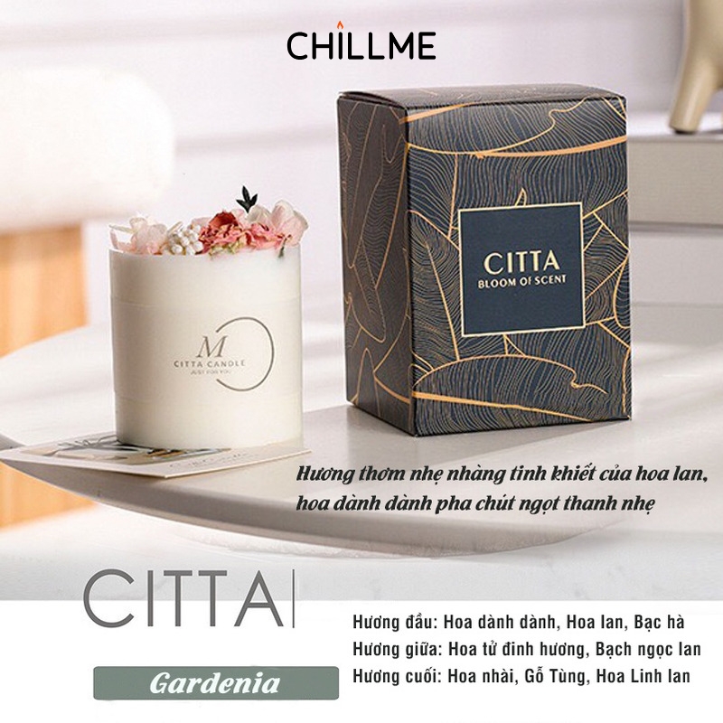 Nến thơm handmade Citta hoa cỏ 4 mùa hương thơm tự nhiên thư giãn trang trí decor phòng bàn làm việc