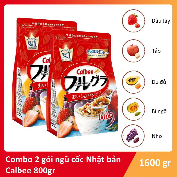 Combo 2 gói Ngũ cốc dinh dưỡng Nhật Bản Calbee bịch màu đỏ 750g