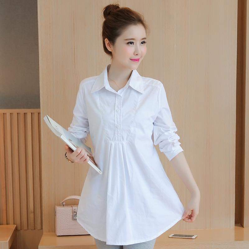 áo bầu xinh- áo sơ mi bầu thời trang