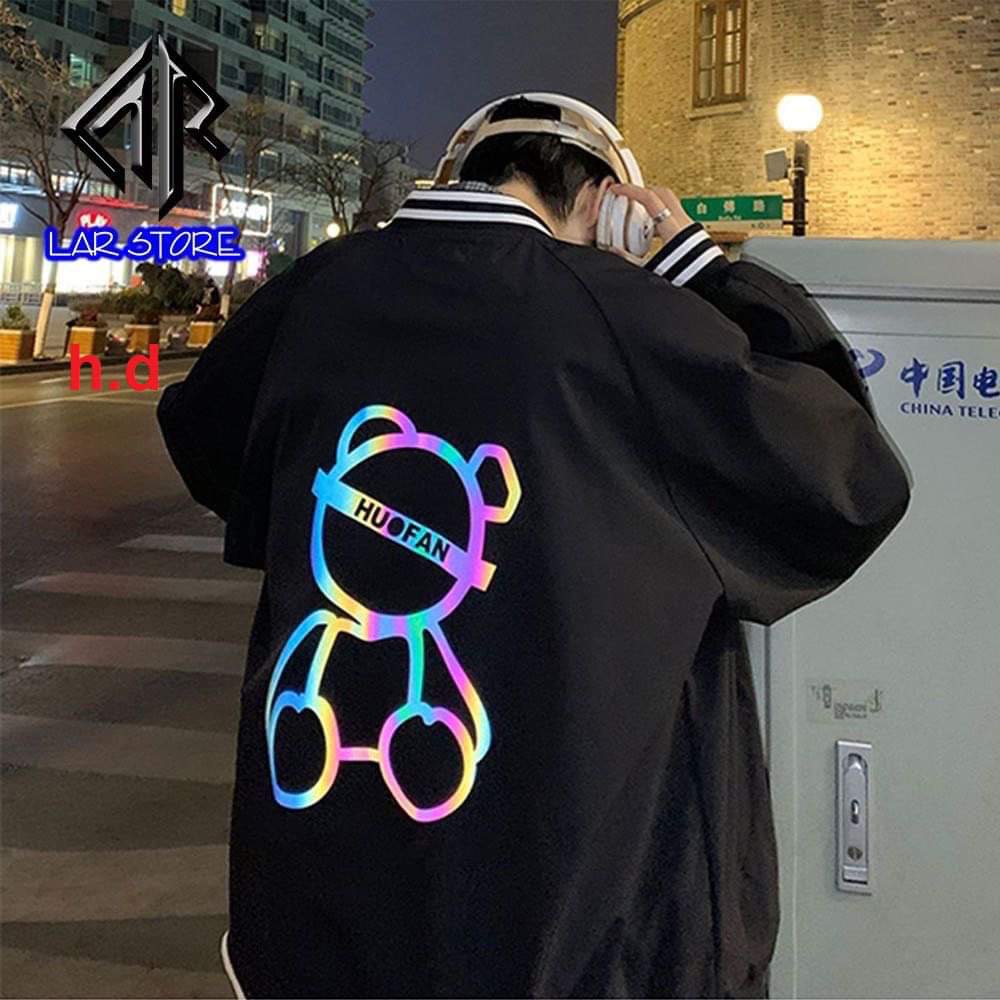Áo bomber gấu Hufan phản quang