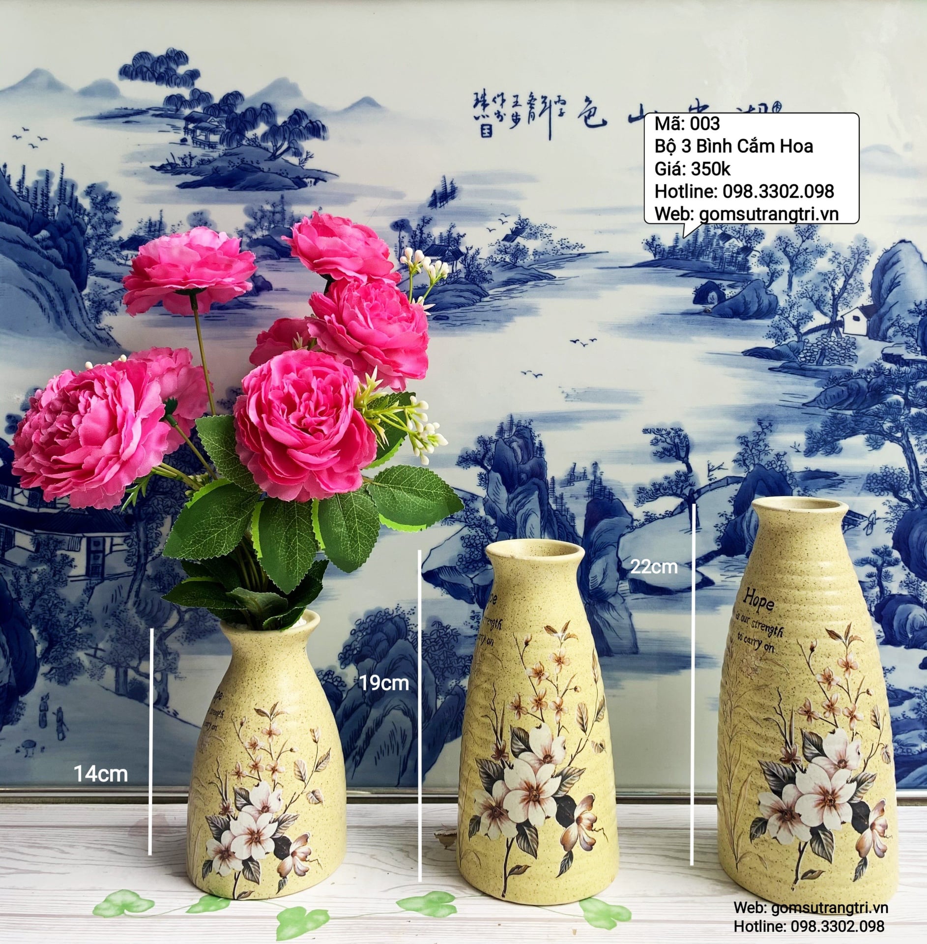 Bộ 3 bình cắm hoa
