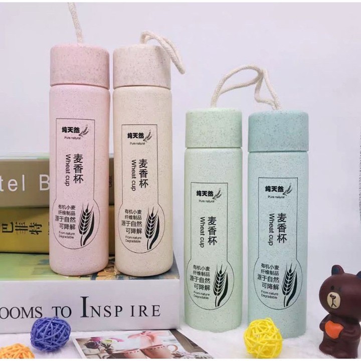 Bình giữ nhiệt lõi thủy tinh nhựa lúa mạch 350ml