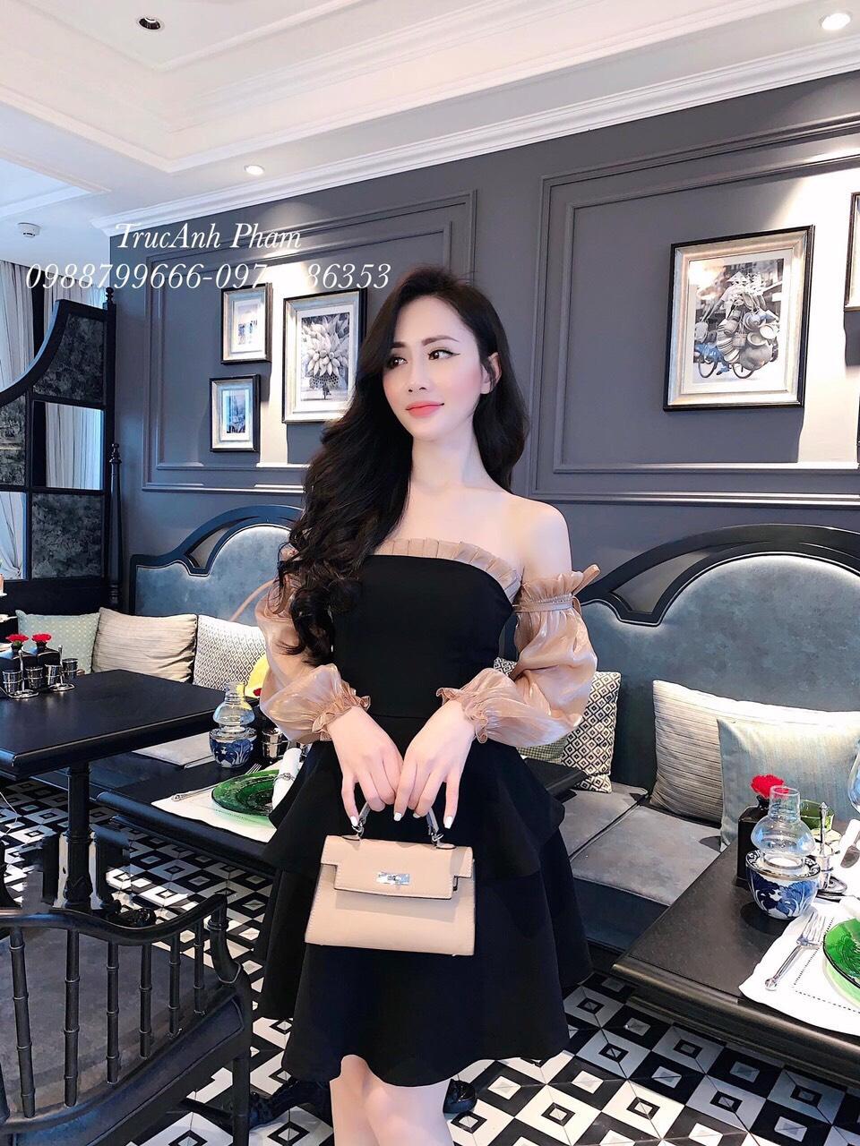 Đầm xòe dự tiệc tay phồng xinh xắn