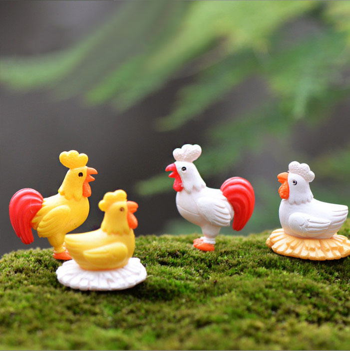 Mô hình gà trống, gà mái trang trí terrarium, decor tiểu cảnh