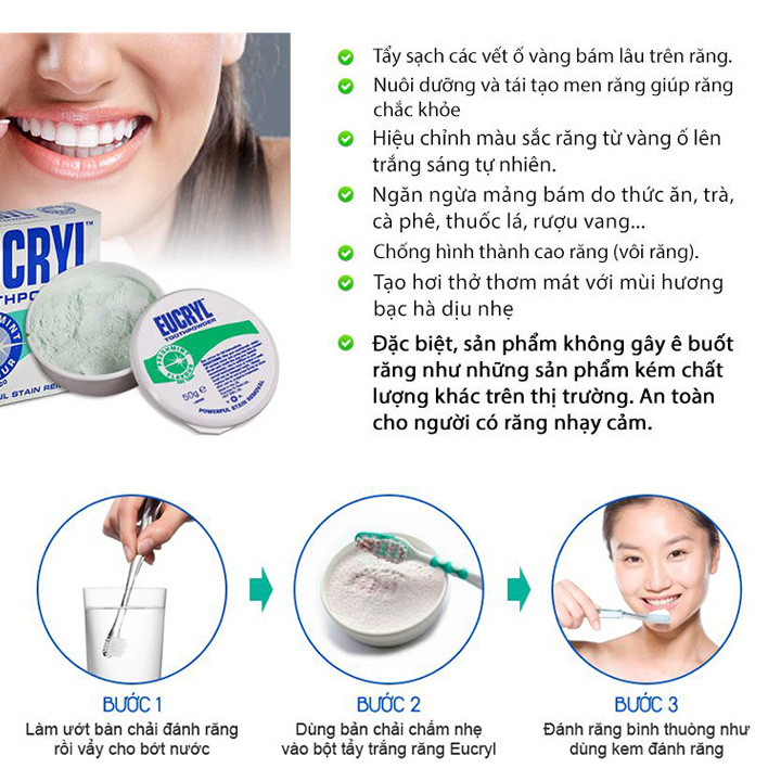 Bột Trắng Răng Eucryl 50g