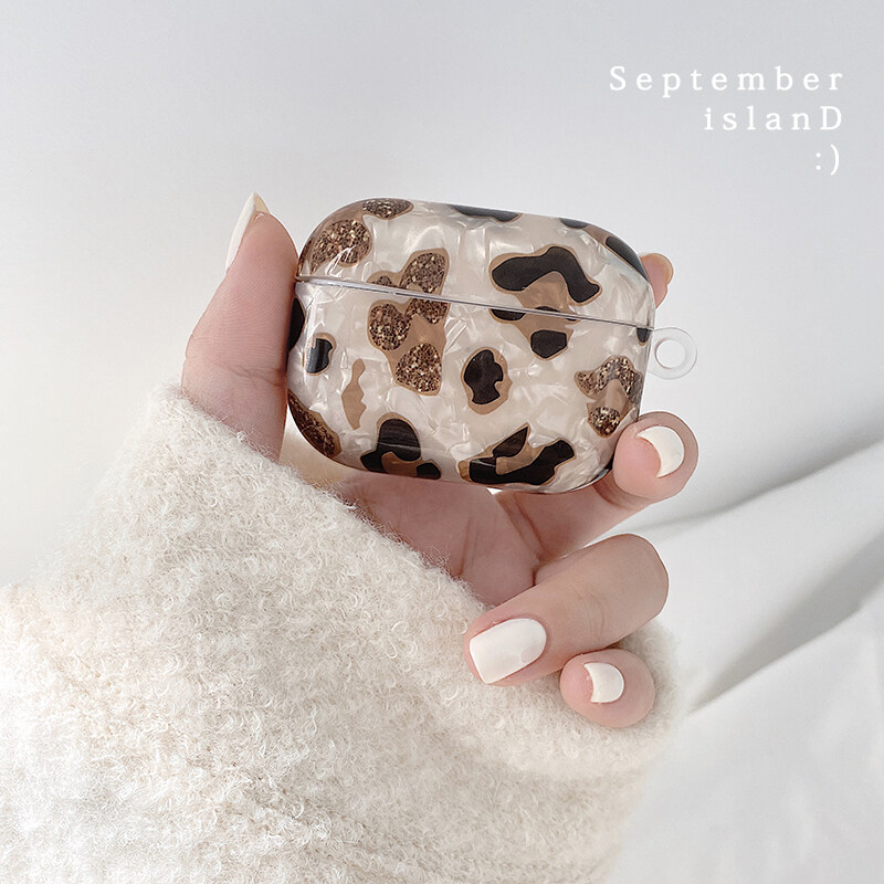 3D Coin pearl bracelet chain Shell Leopard soft Wireless Headset bluetooth case for Apple AirPods 1 2 cover for airpods pro Box