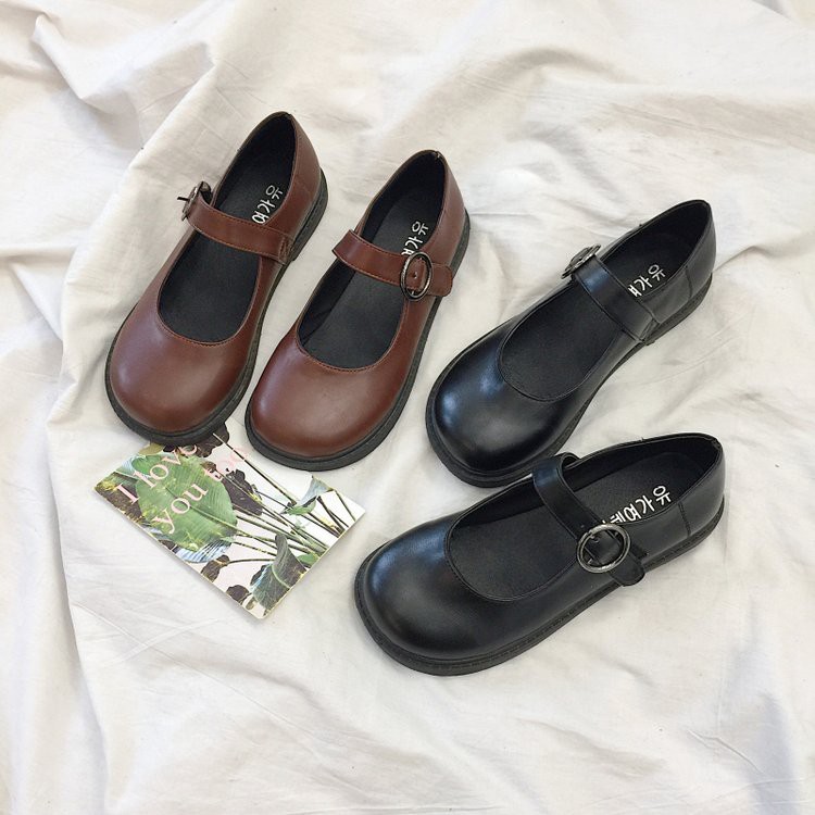 Giày Mary Janes khuy tròn ba màu (form rộng, nên lùi 1 size) rẻ