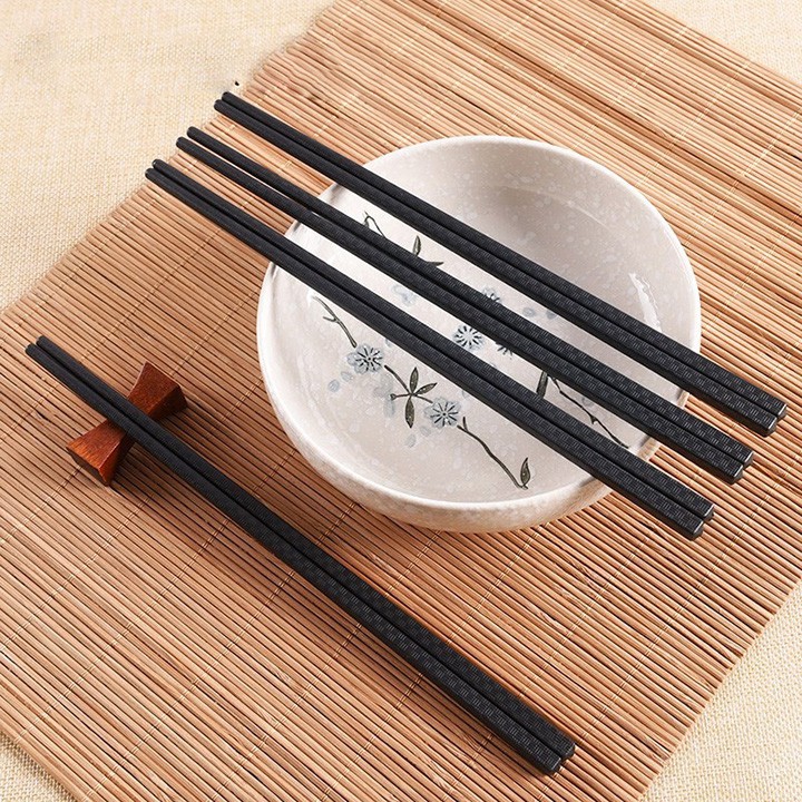 Bộ 10 Đôi Đũa Nhựa Phíp Đen Kháng Khuẩn
