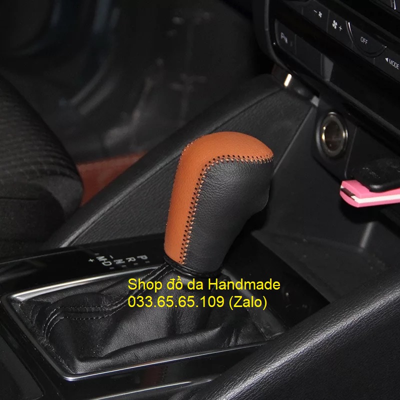 Bọc da cần số phanh tay xe Mazda 2,3,6, CX5, CX8 (AT) bằng da thật