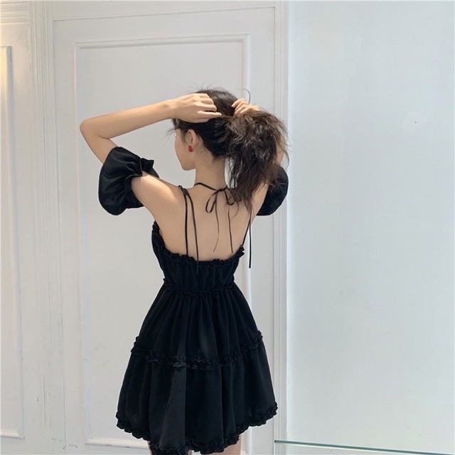 ĐẦM DÂY ĐEN TAY RỜI