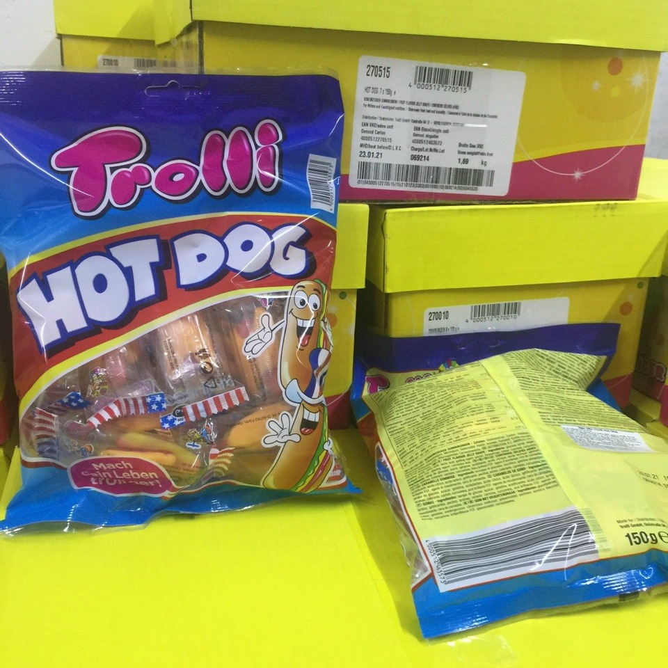 1 bịch Kẹo dẻo Trolli Hot Dog 150gr Đức