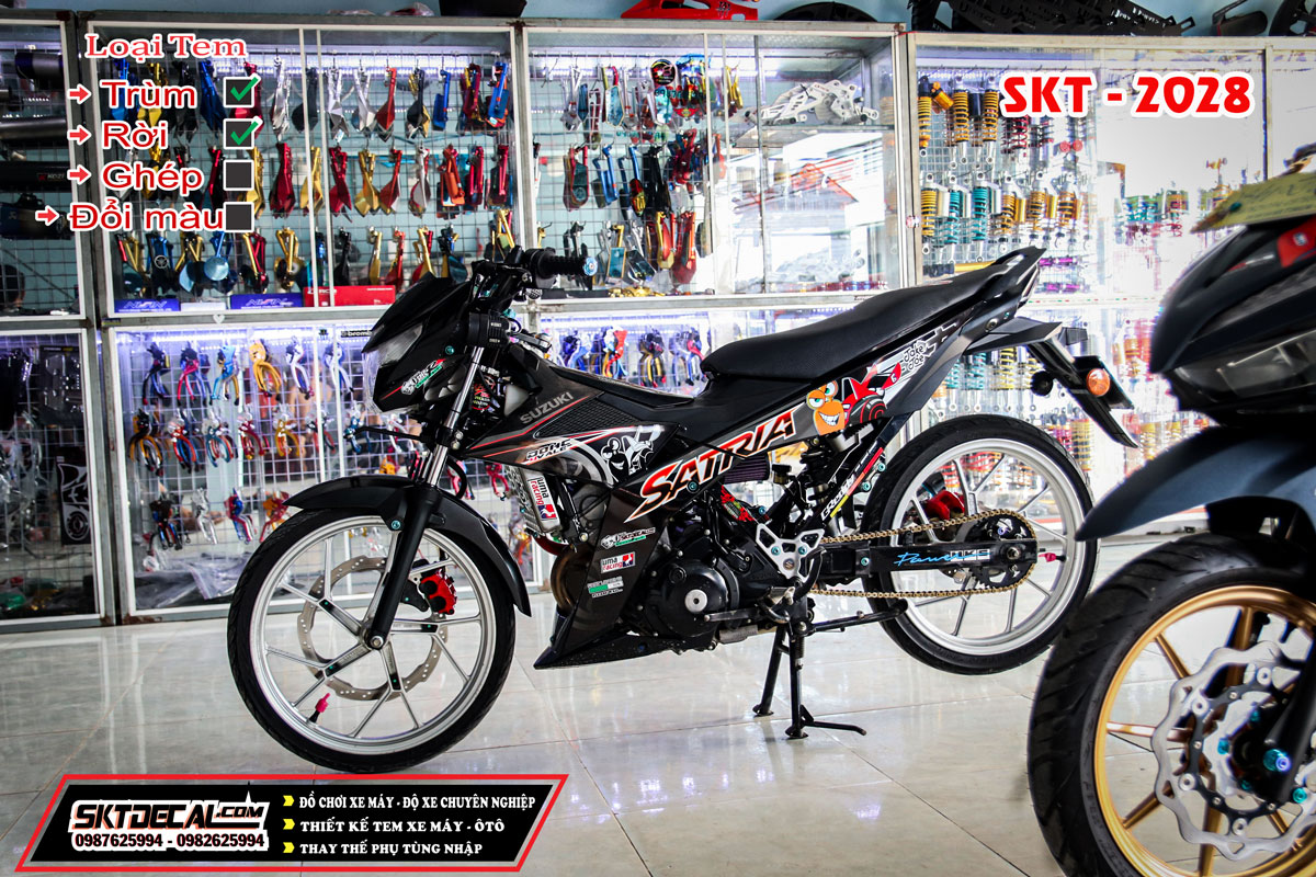 tem rời satria ốc sên cam đen