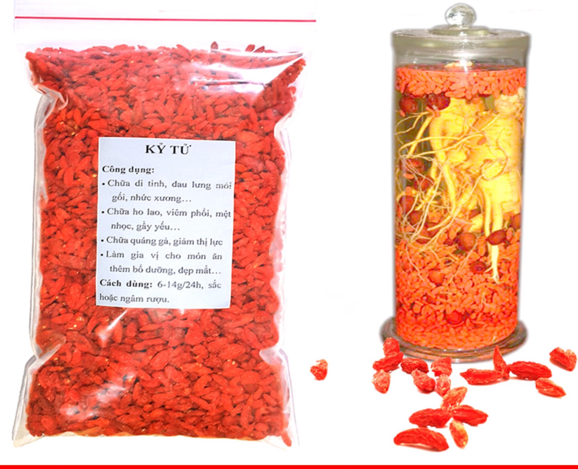 100g Kỷ Tử Đỏ ( câu kỳ tử) Khô - quả to đều đẹp