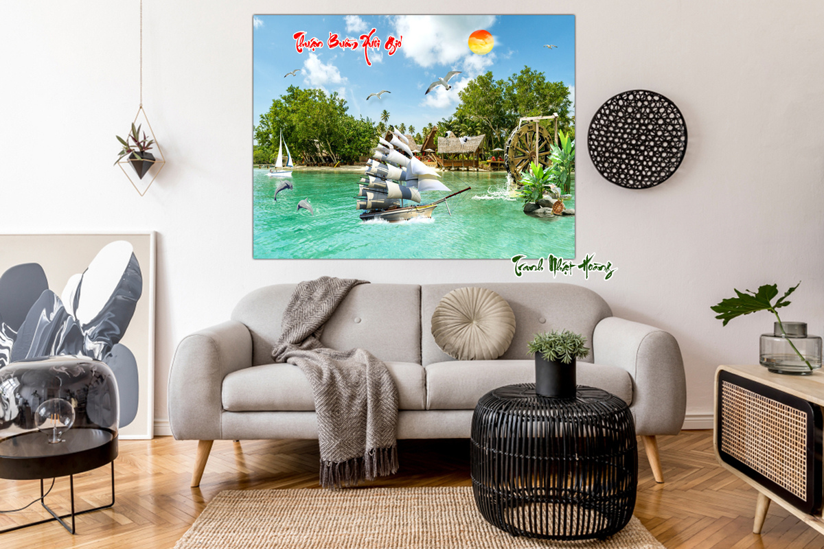 Tranh 3D dán tường Thuận Buồm Xuôi gió