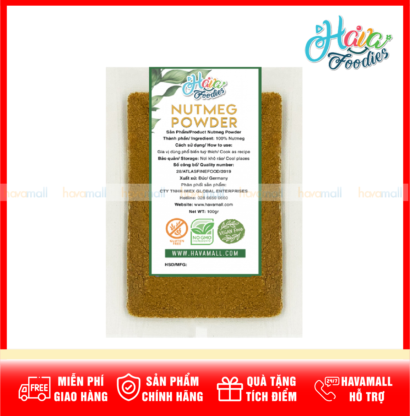 Bột Nhục Đậu Khấu Havafoodies – Nutmeg Powder