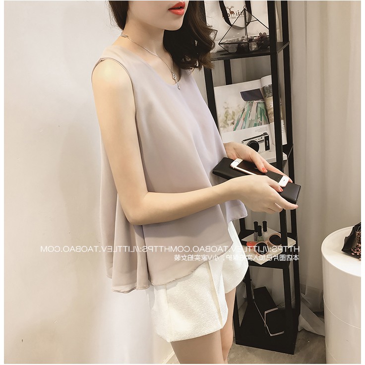 Áo kiểu nữ voan xinh xắn (Sát nách mới)