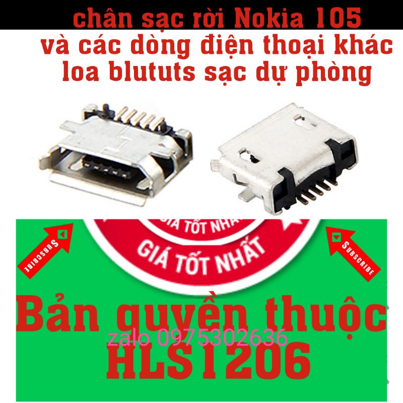 Chân sạc Nokia 105 micro 5 chân và nhiều đt khác  (10 cái 15K)