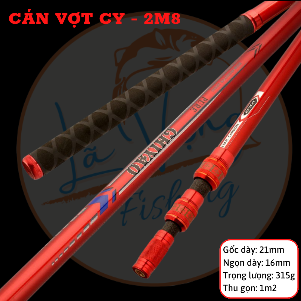 Cán vợt carbon câu đài chiyao dài 2m1-2m8 hàng chính hãng
