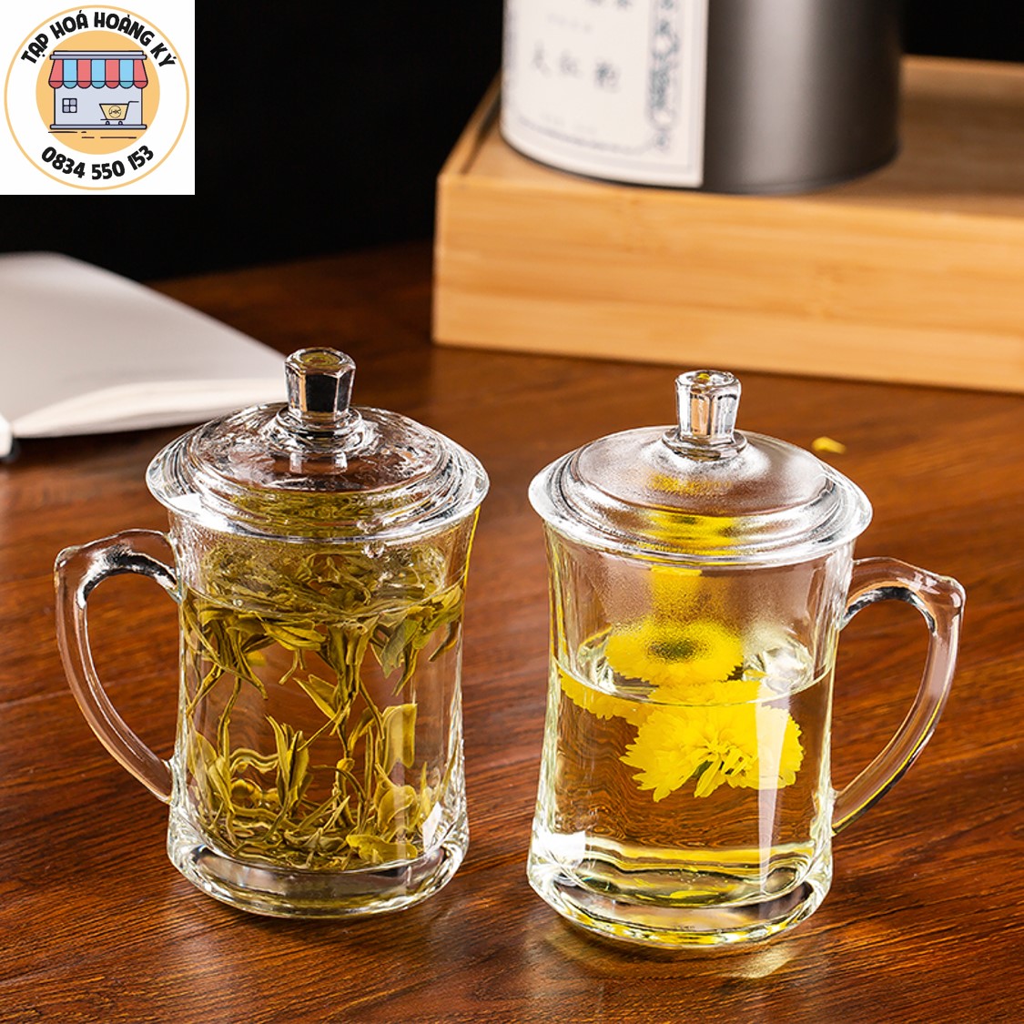 Ly thủy tinh DELI có nắp đậy cao cấp