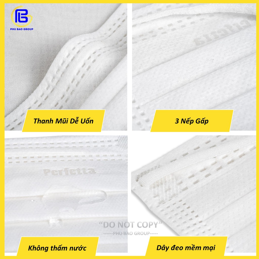 Khẩu trang 3 lớp Perfetta Moderate Trắng (50 Cái/ Hộp)