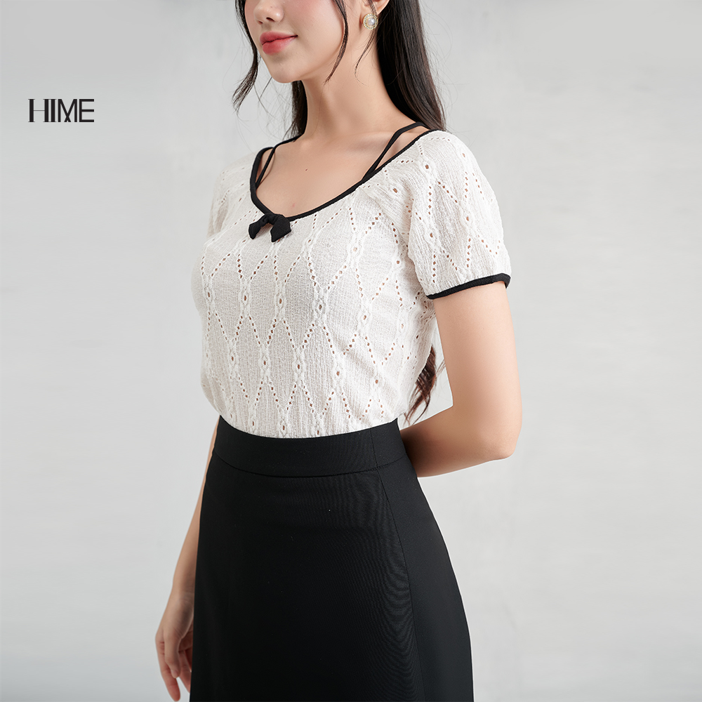 Áo viền đen đính nơ HIME H061BF1A2223