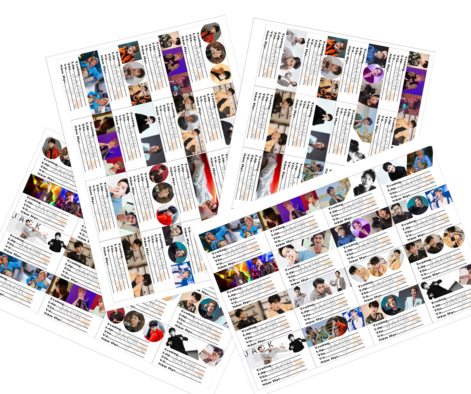 Nhãn vở 16 NHÃN - 80 nhãn JACK PHƯƠNG TUẤN J97 nhiều mẫu
