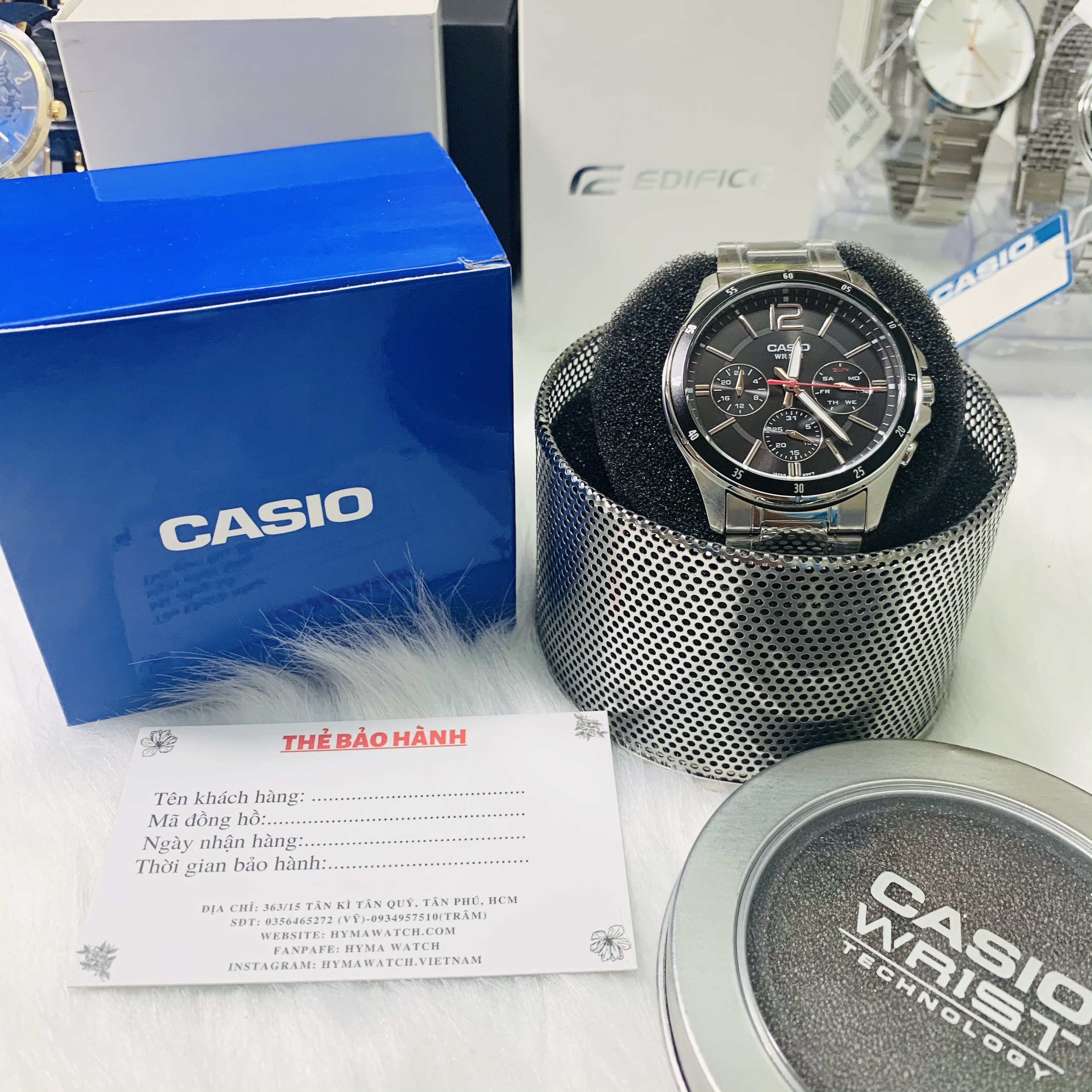 Hộp thiếc đựng đồng hồ Casio Hyma watch
