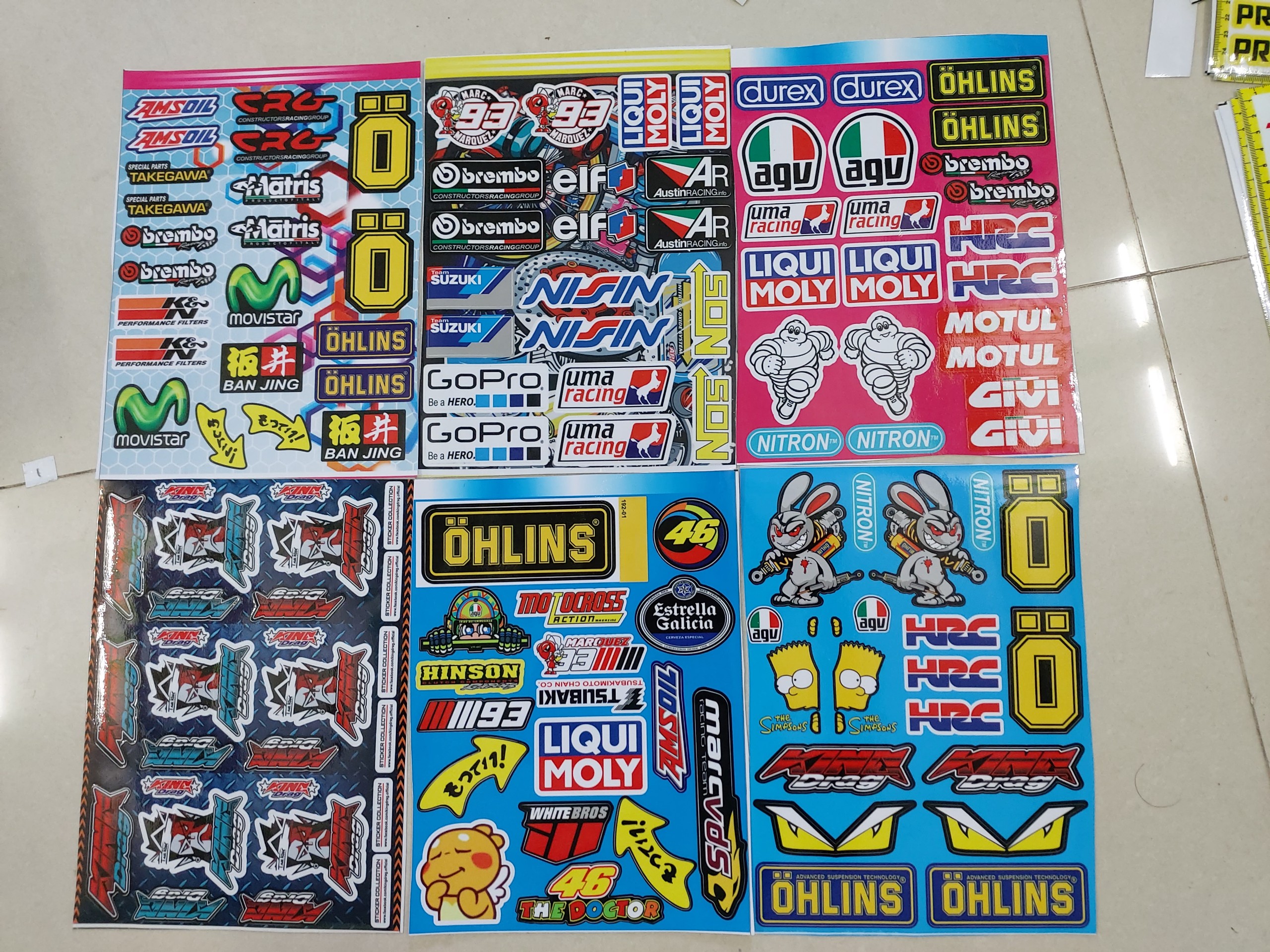 [HCM]combo 6 tấm sticker logo nhãn hiệu xe máy