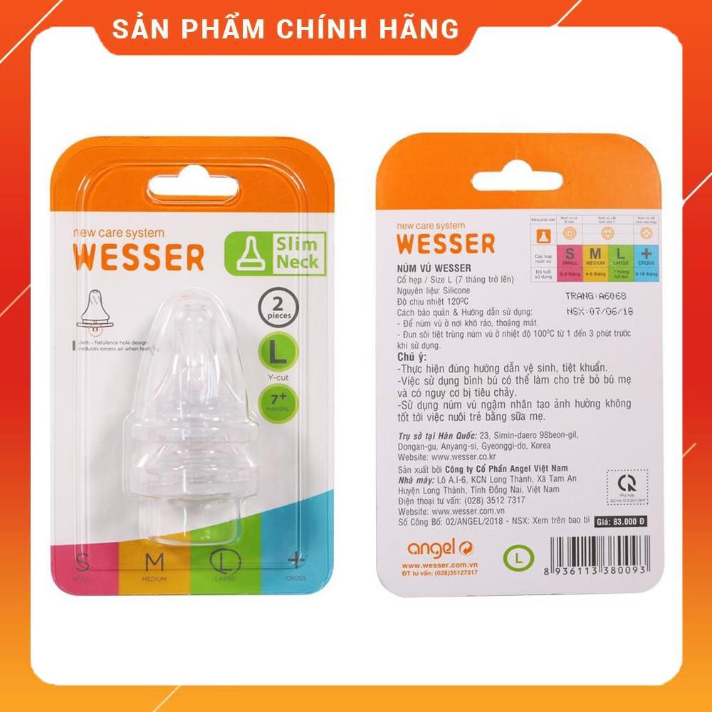 NÚM VÚ, NÚM TY WESSER CỔ HẸP SIÊU MỀM VỈ 2 CÁI ( ĐỦ SIZE S,M,L,+ )