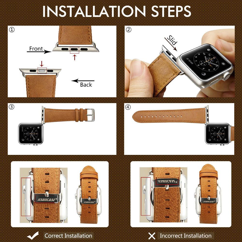 Dây da thật Jisoncase cho Apple Watch