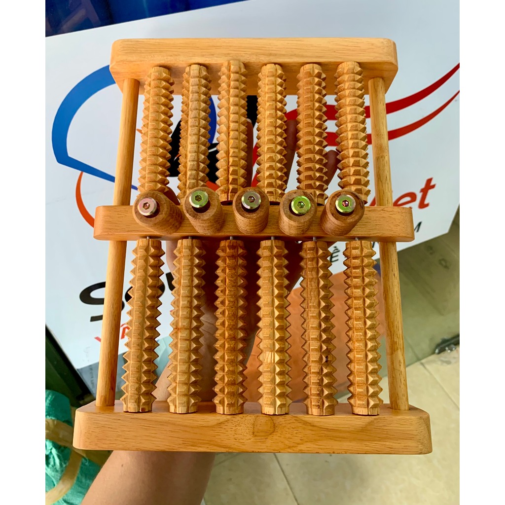 Bàn lăn chân gỗ Massage 6 hàng ( 31 x 24 x 10 cm)