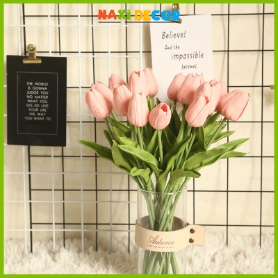 Hoa Tulip Giả Decor Mini Tulip Chụp Ảnh Trang Trí Phòng - 1 Bông