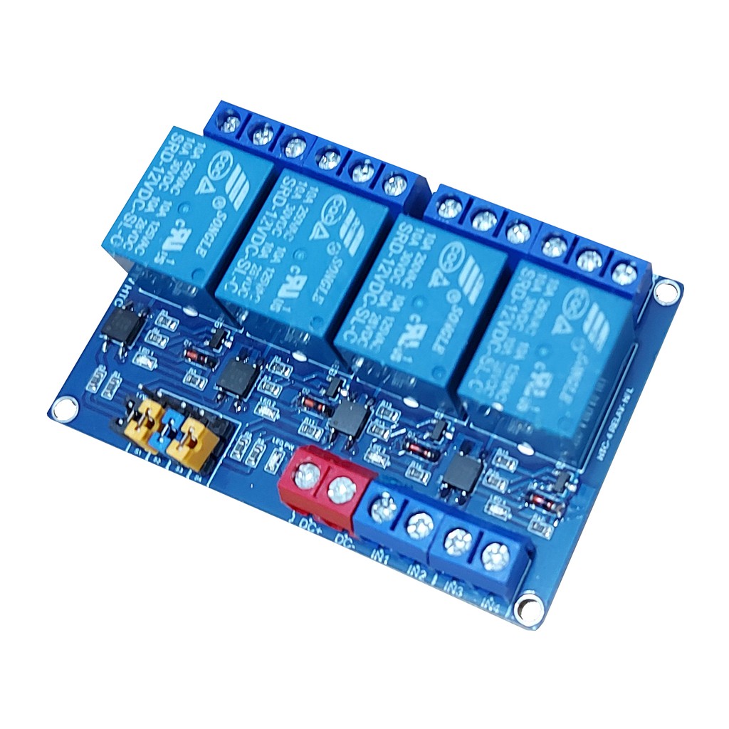 Module 4 Relay 12Vdc Có Optocoupler 2 Mức Kích High/Low Htc