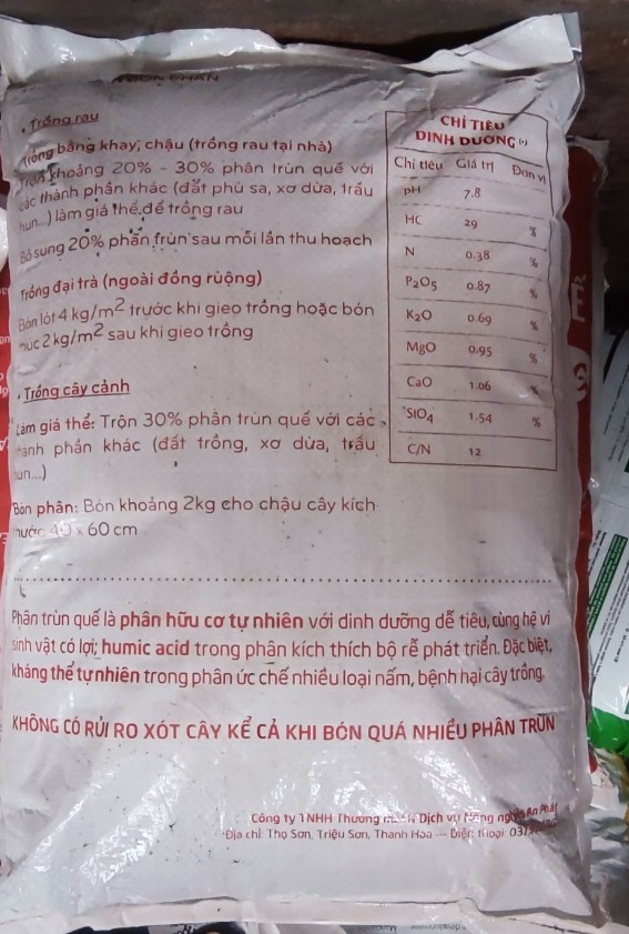 Phân trùn quế xuất từ trang trại bao 5kg