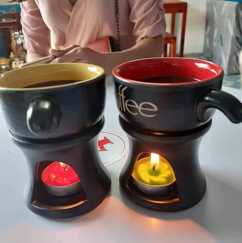 Bộ cốc + bếp hâm nóng cafe 5 bộ