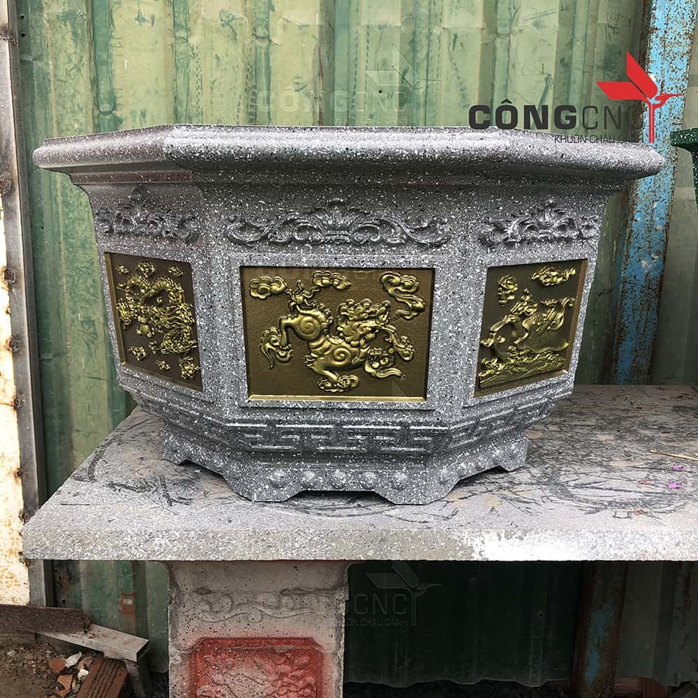 Khuôn Chậu Cảnh Bát Giác Tứ Linh 59 (Không Chân Đôn)