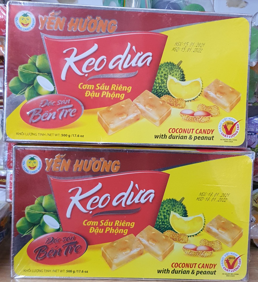 Kẹo Dừa Cơm Sầu Riêng Đậu Phộng 500G