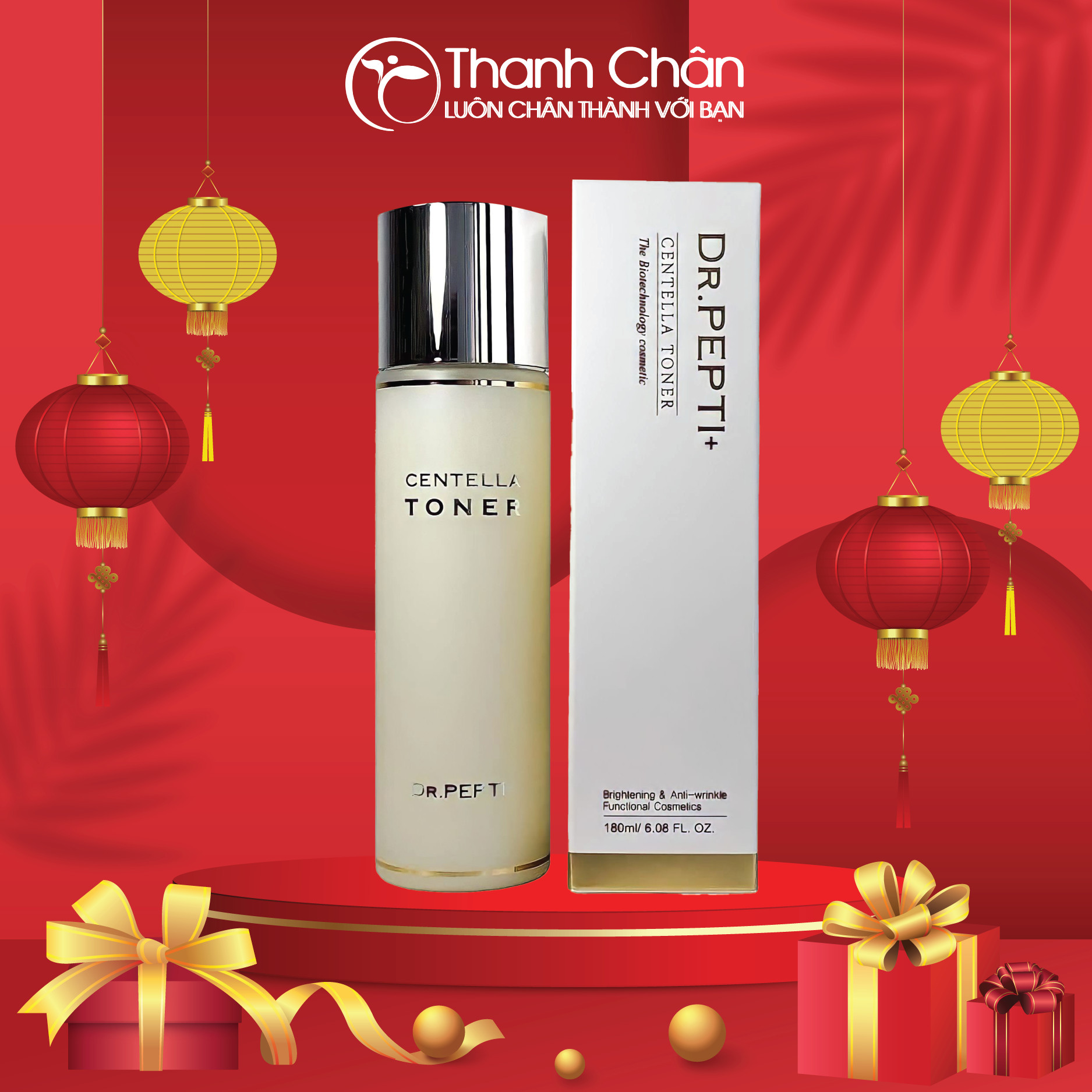 Nước hoa hồng dưỡng da căng bóng dr.pepti centella toner 180ml