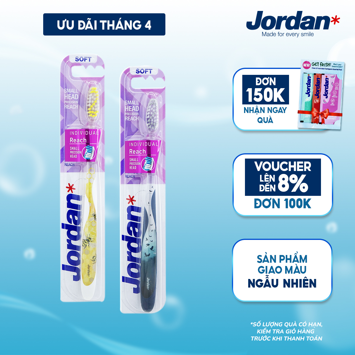 Bộ 2 bàn chải đánh răng Jordan Individual lông siêu mềm