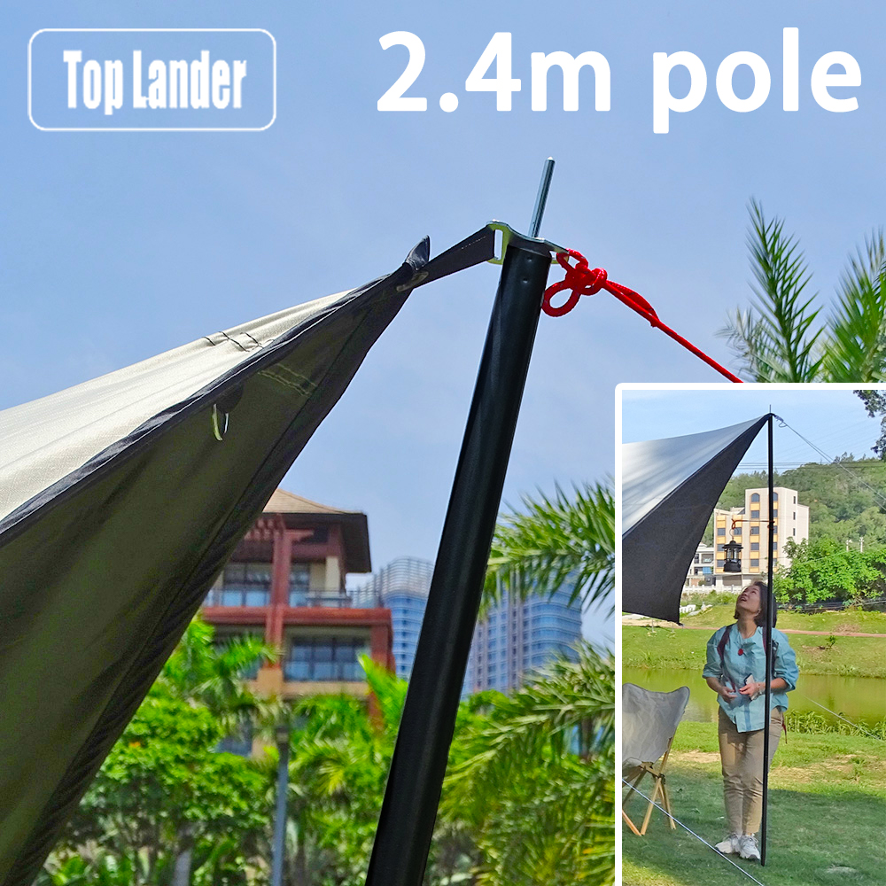 Top Lander Cột Flysheet 2,4m 240cm Có thể điều chỉnh Giá đỡ bằng sắt nặng có thể điều chỉnh Thiết bị thanh Tarp Phụ kiện cắm trại ngoài trời