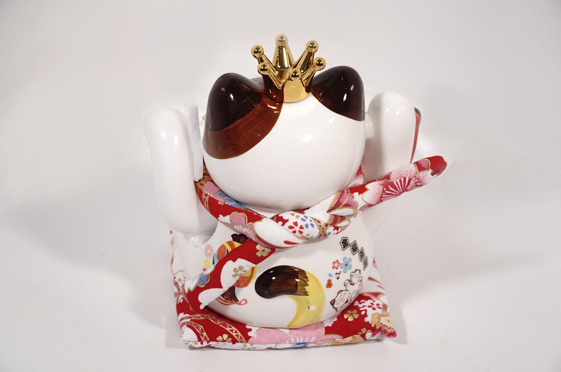 Tượng Mèo ngoắc mèo thần tài 2 mèo câu đối gốm sứ chạy pin chiêu tài khách vào nườm nượp - Cao 20cm