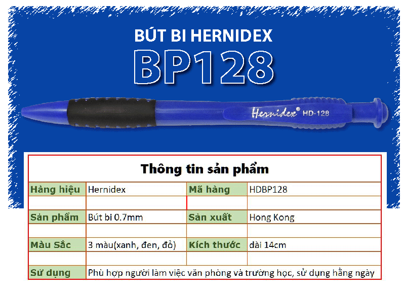 Bút bi bấm Hernidex HD-128 (HDBP128)