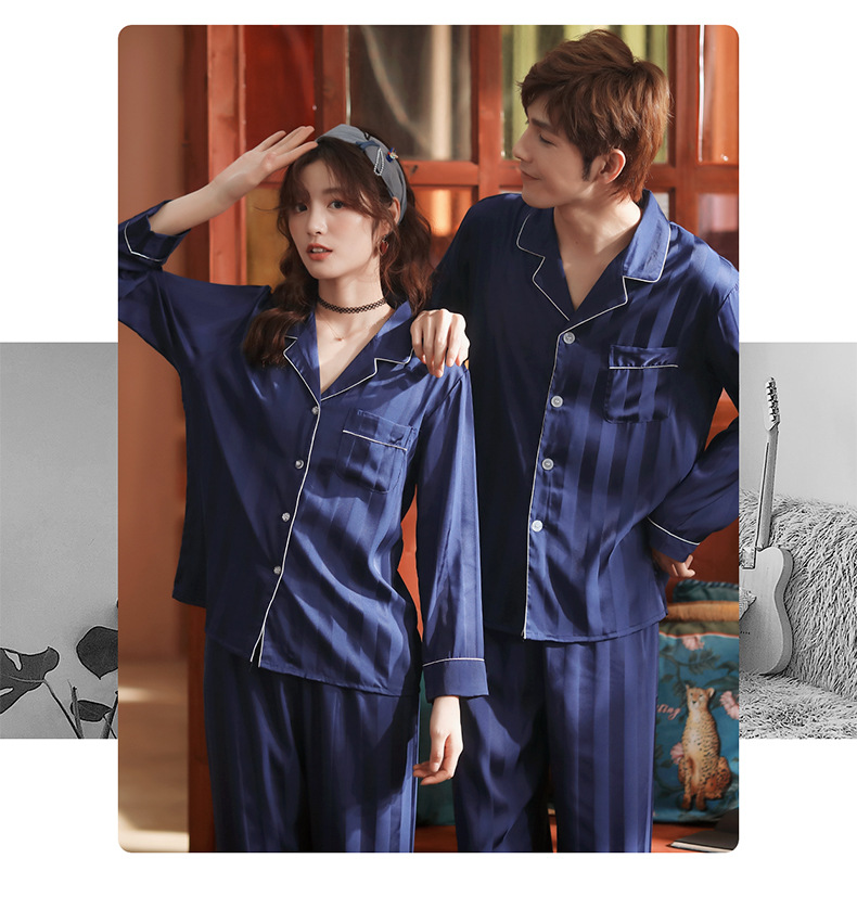 Đồ Ngủ Satin Lụa Dài Tay Cao Cấp ♥️ Đồ Đôi Lụa Gấm Mặc Nhà Nam Nữ ♥️ IVY614