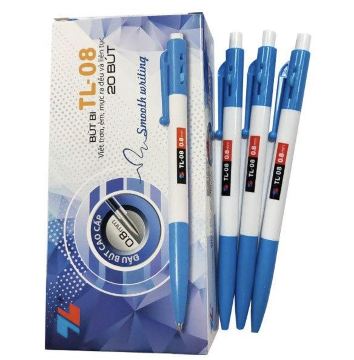 HỘP 20 cây bút bi bấm Thiên Long TL-08 ngòi 0.8mm